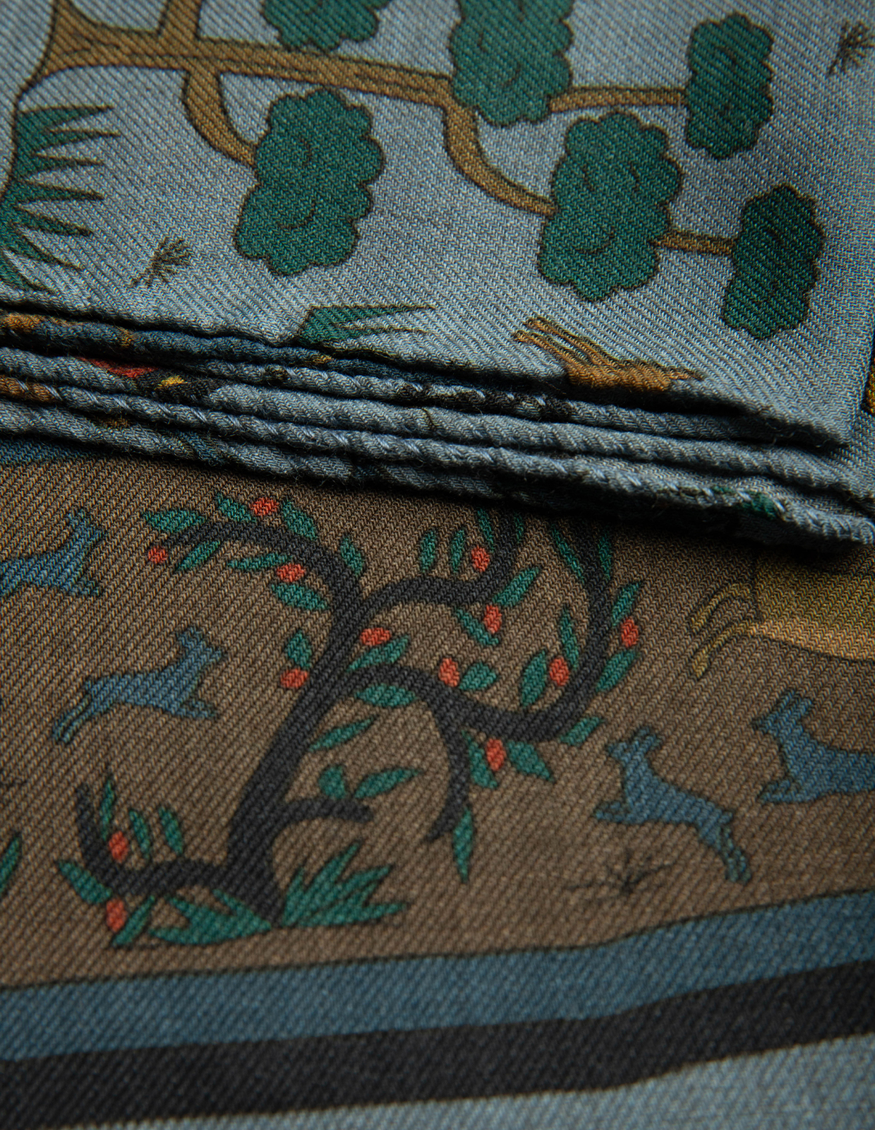 Scarf Ull Yak Mönstrad Blå Mönstrad One Size