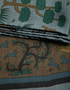 Scarf Ull Yak Mönstrad Blå Mönstrad One Size
