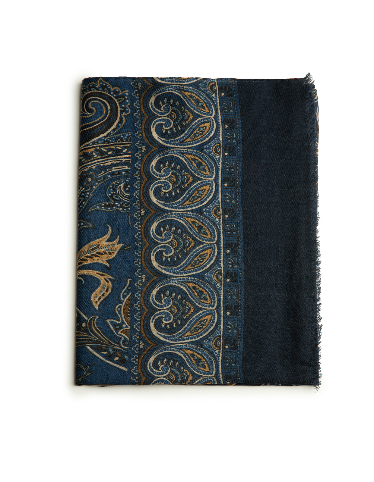 Scarf Ull Yak Mönstrad Mörkblå One Size