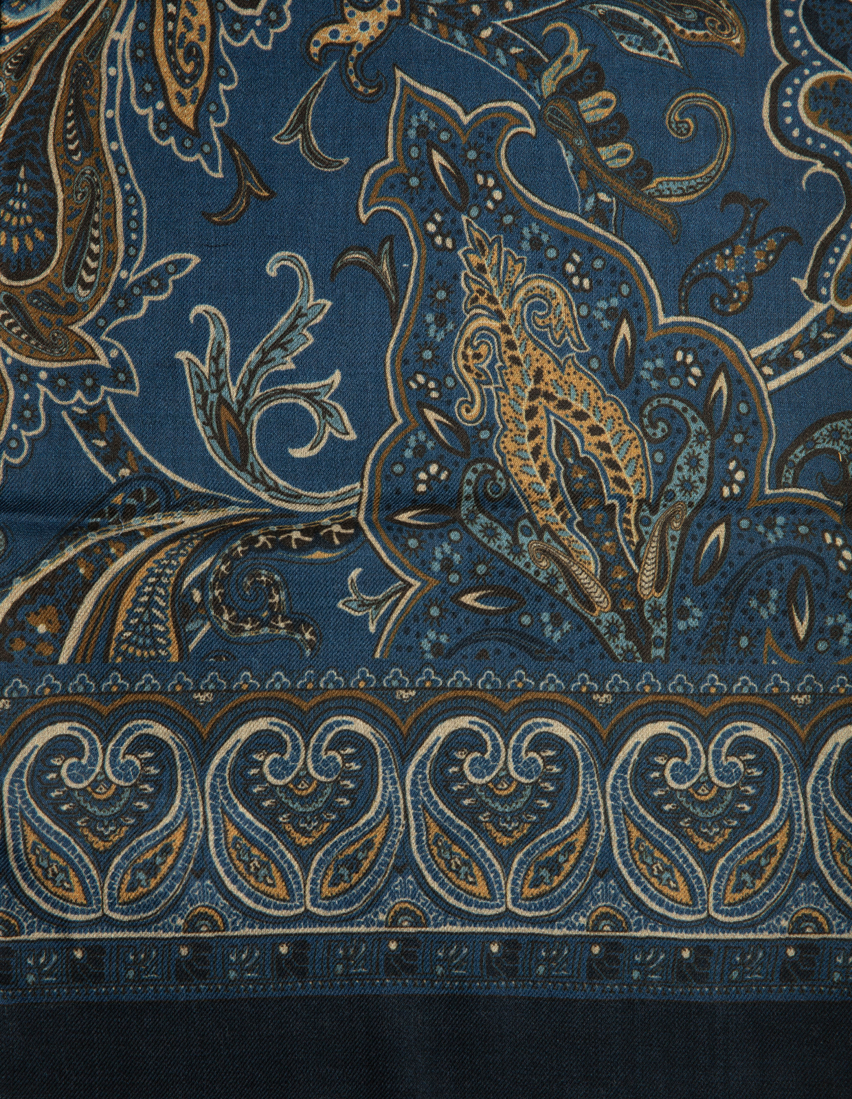 Scarf Ull Yak Mönstrad Mörkblå One Size