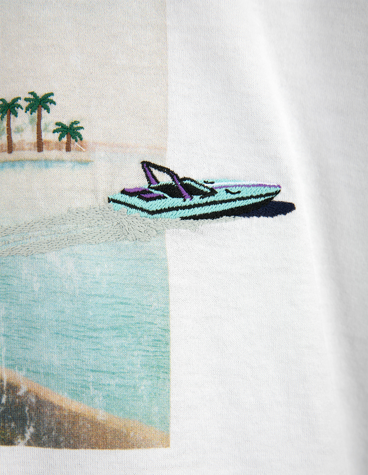 T-shirt Palm Print Vit Mönstrad