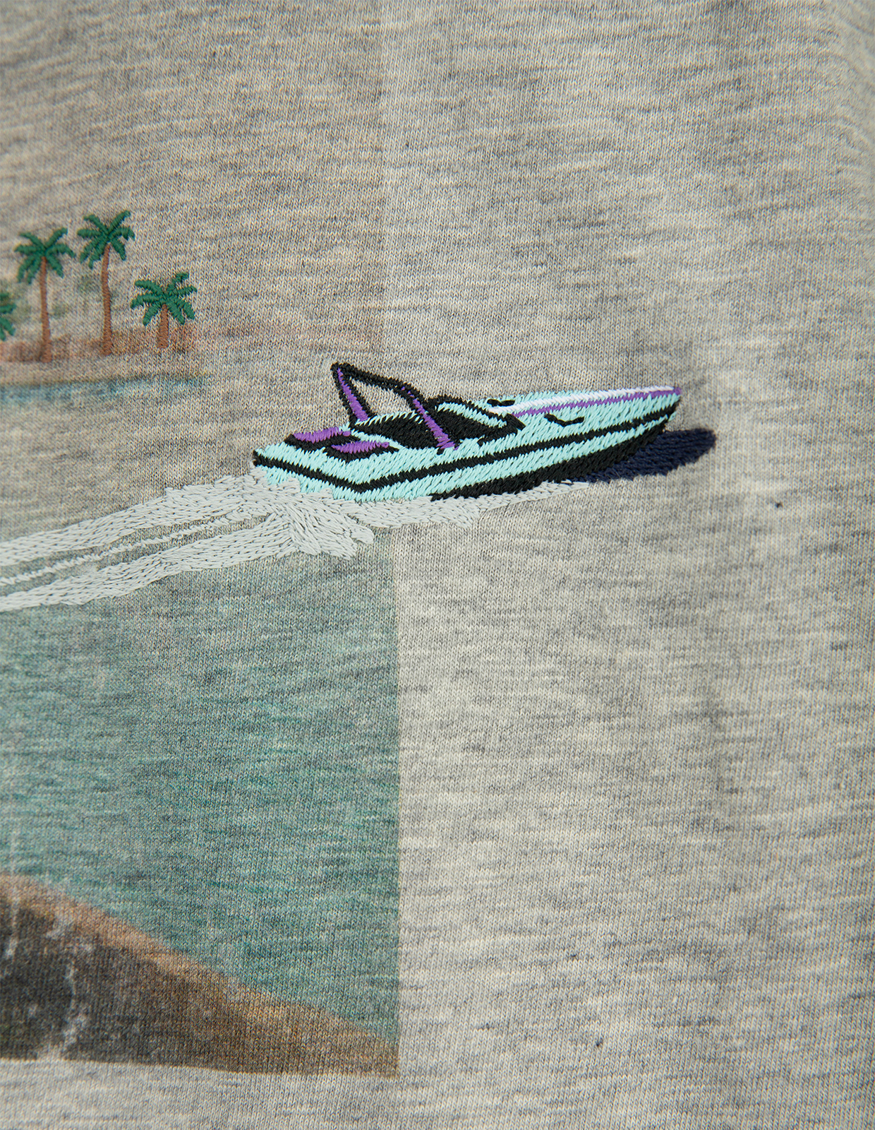 T-shirt Palm Print Grå Mönstrad