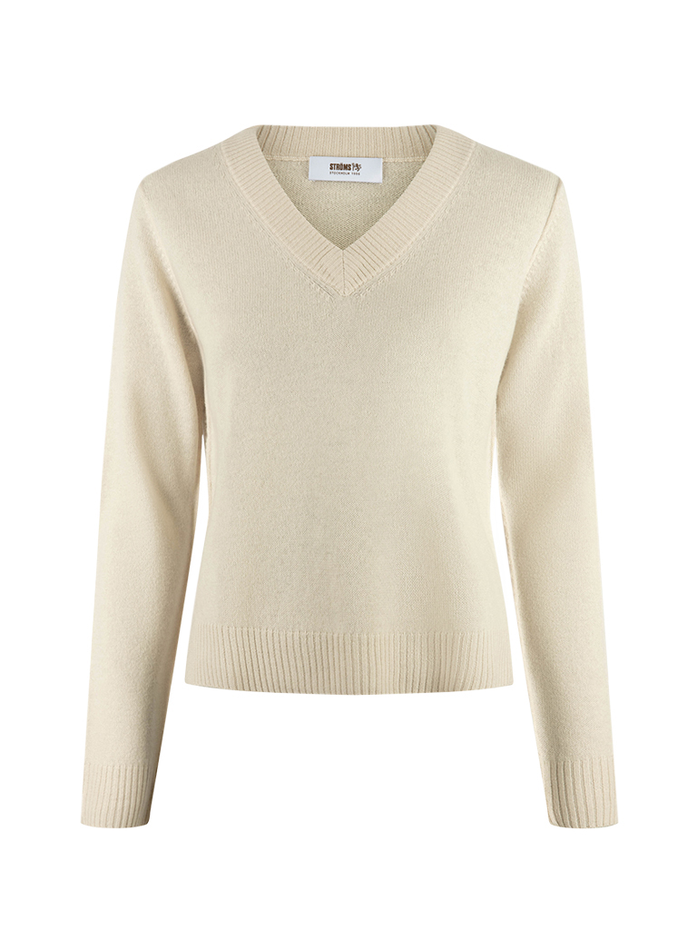 Sol V-Neck Ull/Cashmere Ljusbeige