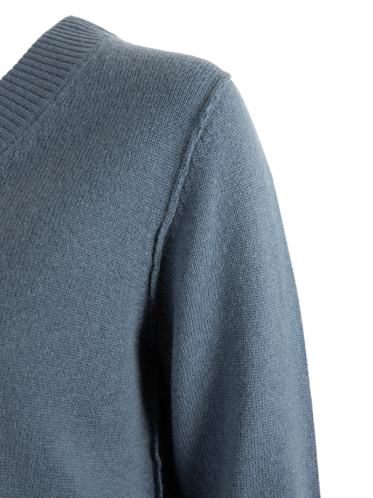 Sol V-Neck Ull/Cashmere Blå