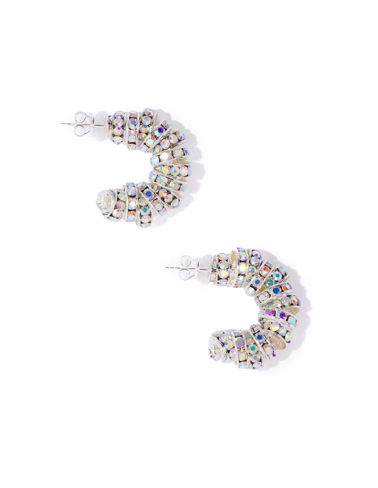 Mini Diamond Hoops Silver
