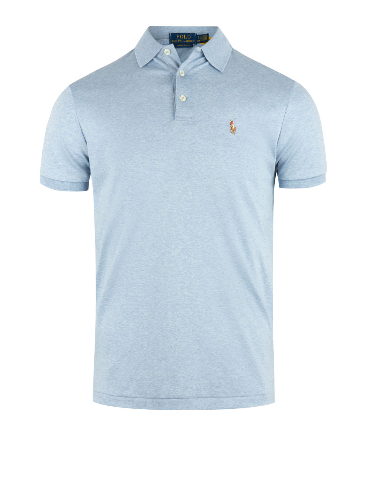 Pikétröja Custom Slim Fit Ljusblå Melerad