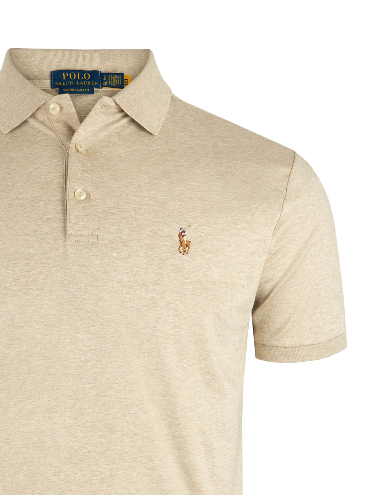 Pikétröja Custom Slim Fit Beige Melerad