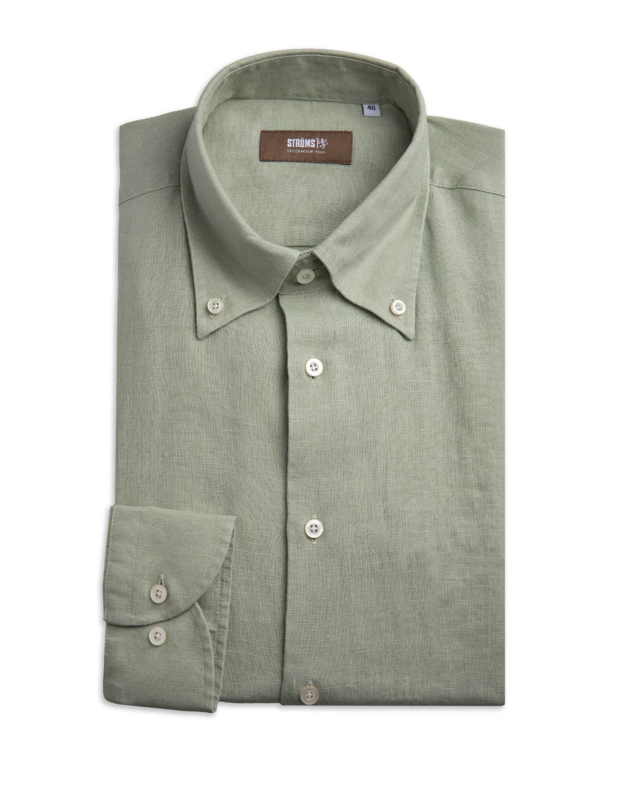 Slim Fit Skjorta Button Down Linne Salvia 40