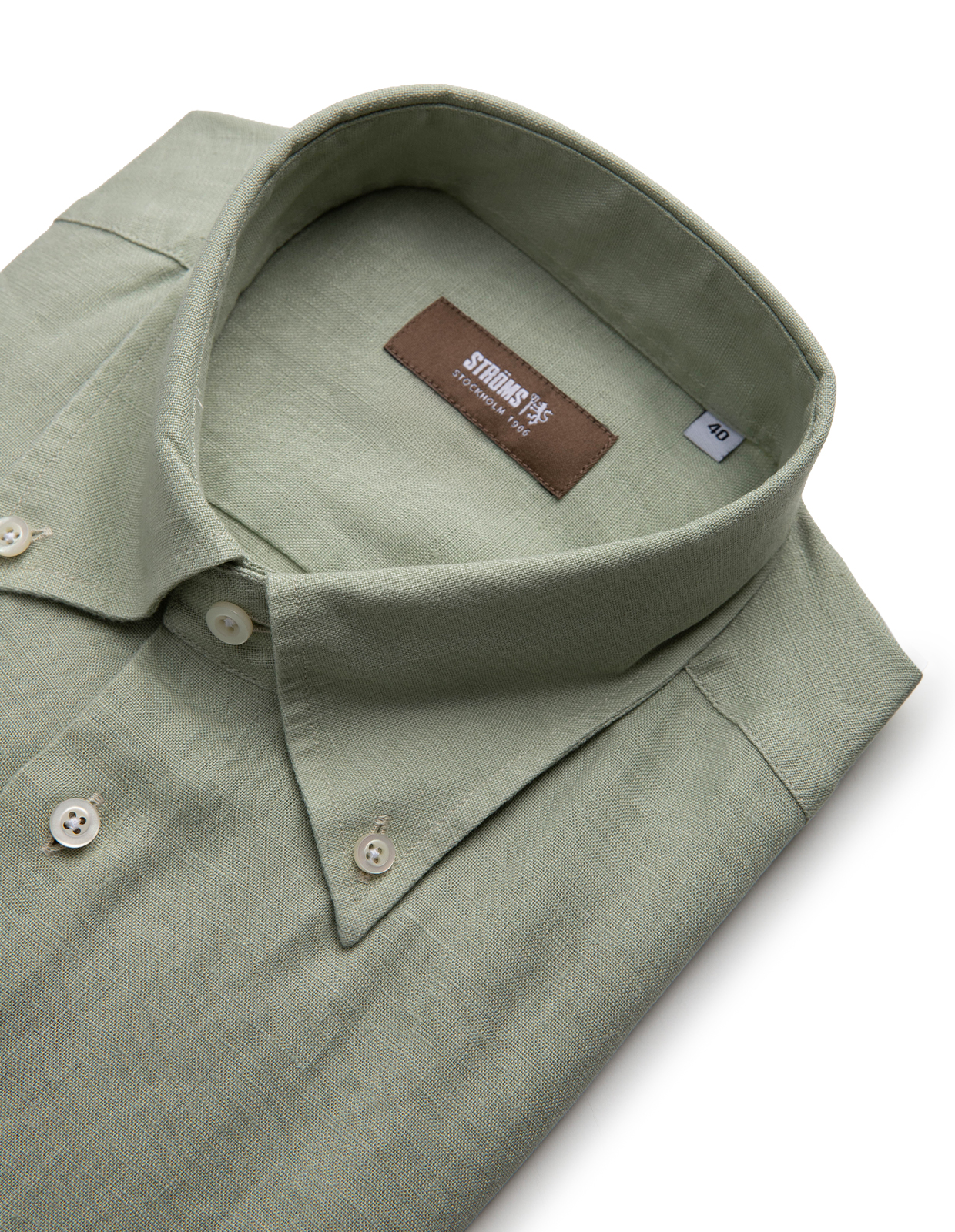 Regular Fit Skjorta Button Down Linne Ljusgrön