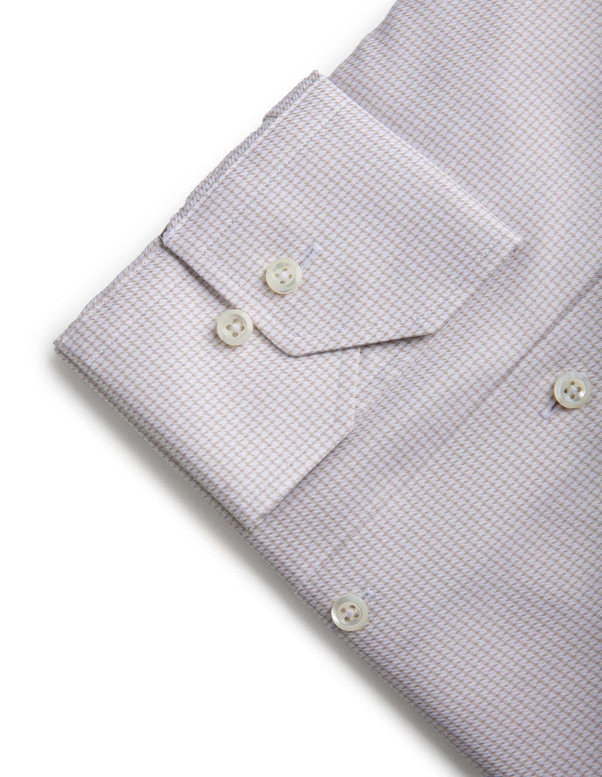 Slimline Skjorta Bomull Smårutig Beige/Vit