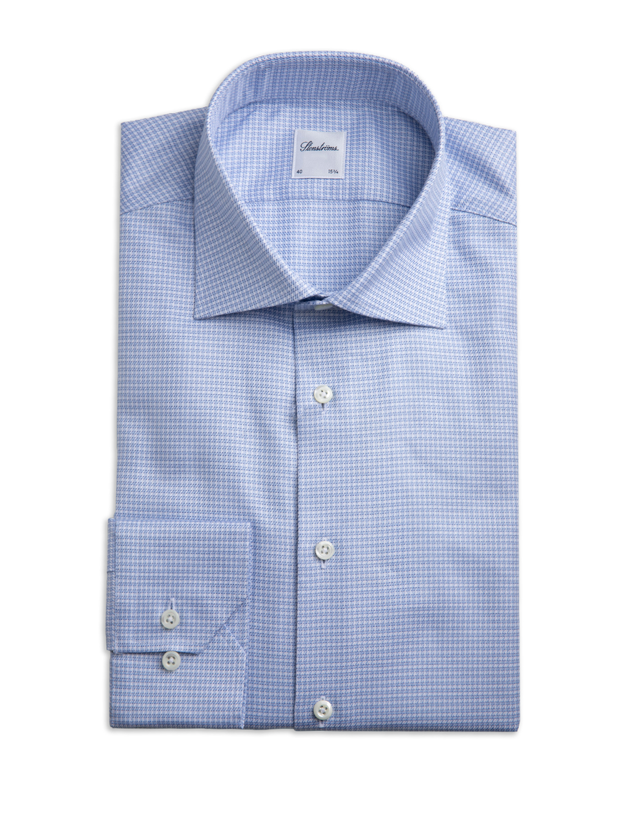 Regular Fit Skjorta Bomull Struktur Ruta Blå/Vit