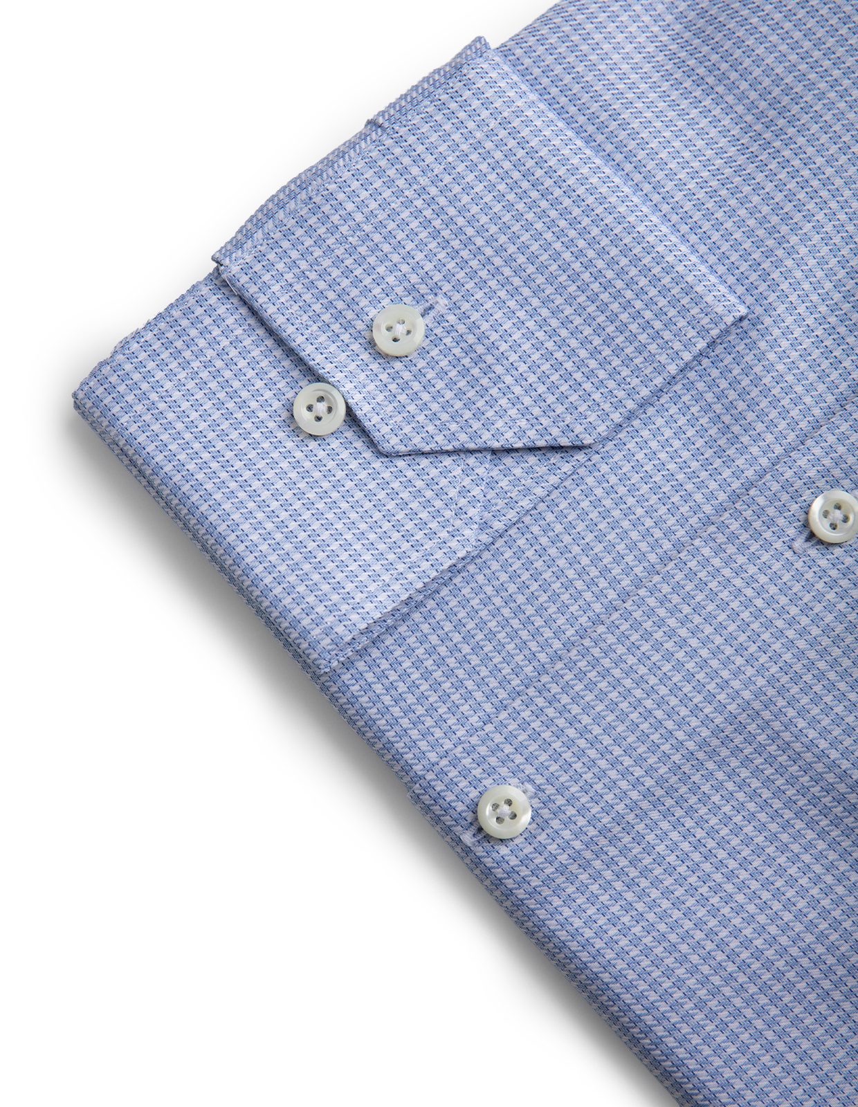 Regular Fit Skjorta Bomull Struktur Ruta Blå/Vit