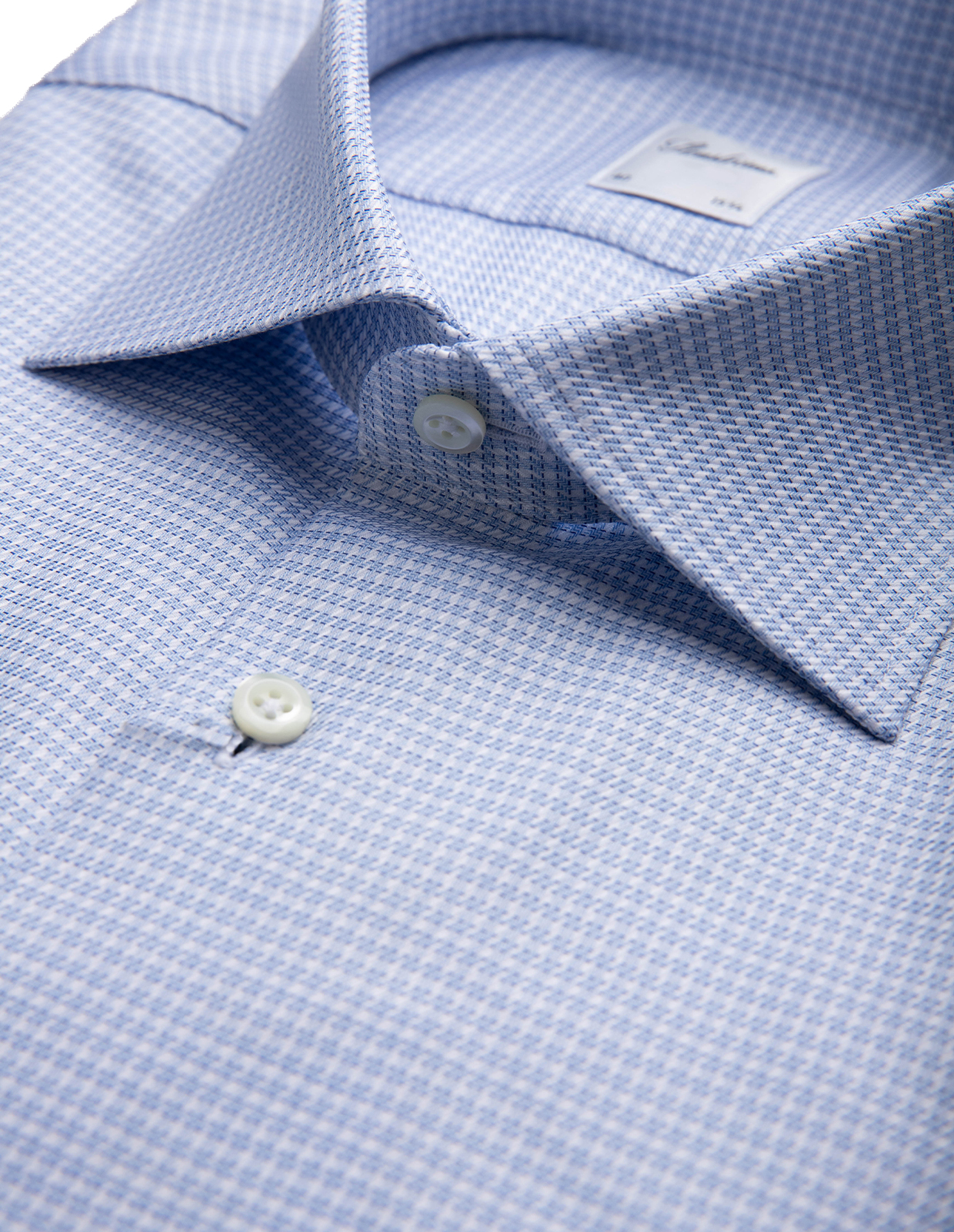 Regular Fit Skjorta Bomull Struktur Ruta Blå/Vit