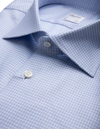 Regular Fit Skjorta Bomull Struktur Ruta Blå/Vit