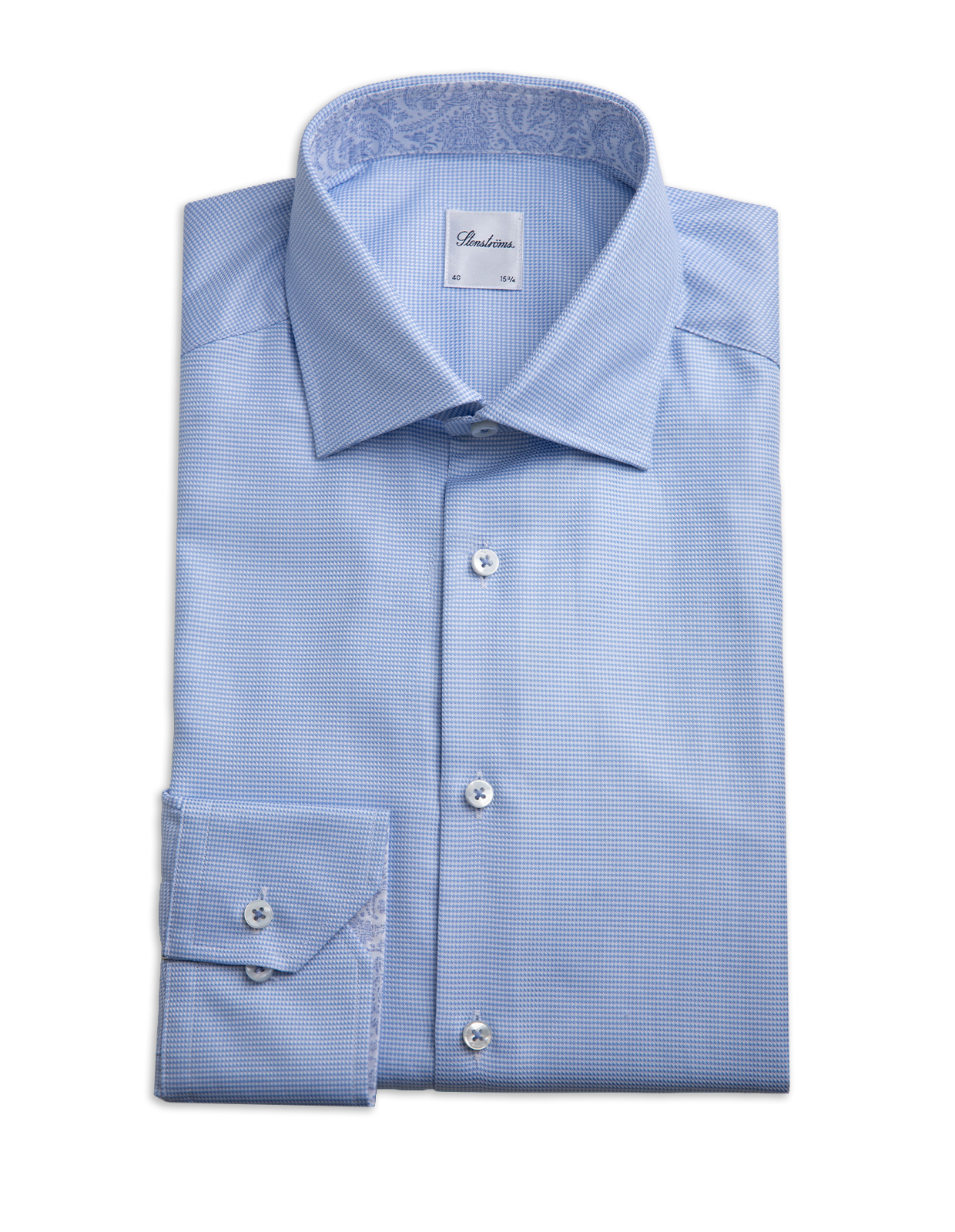 Regular Kontrast Skjorta Twofold Bomull Smårutig Blå/Vit