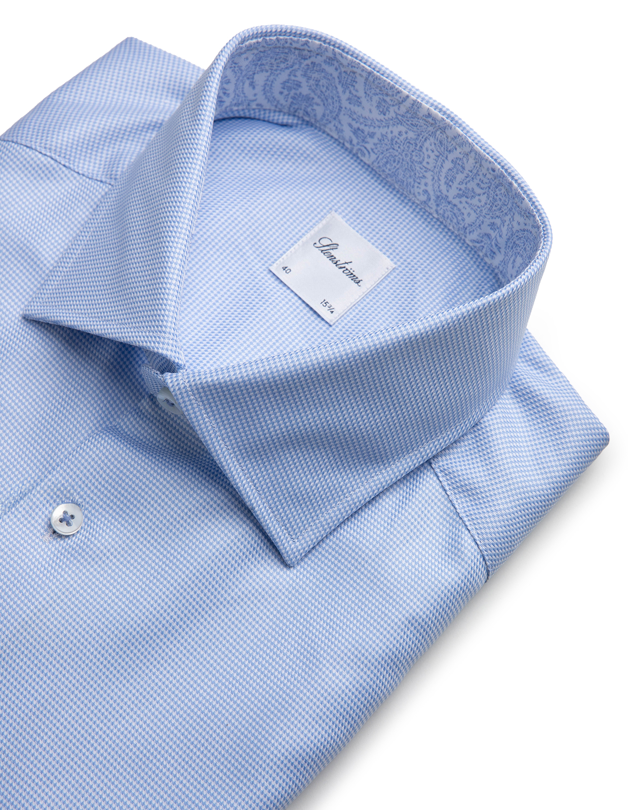 Regular Kontrast Skjorta Twofold Bomull Smårutig Blå/Vit