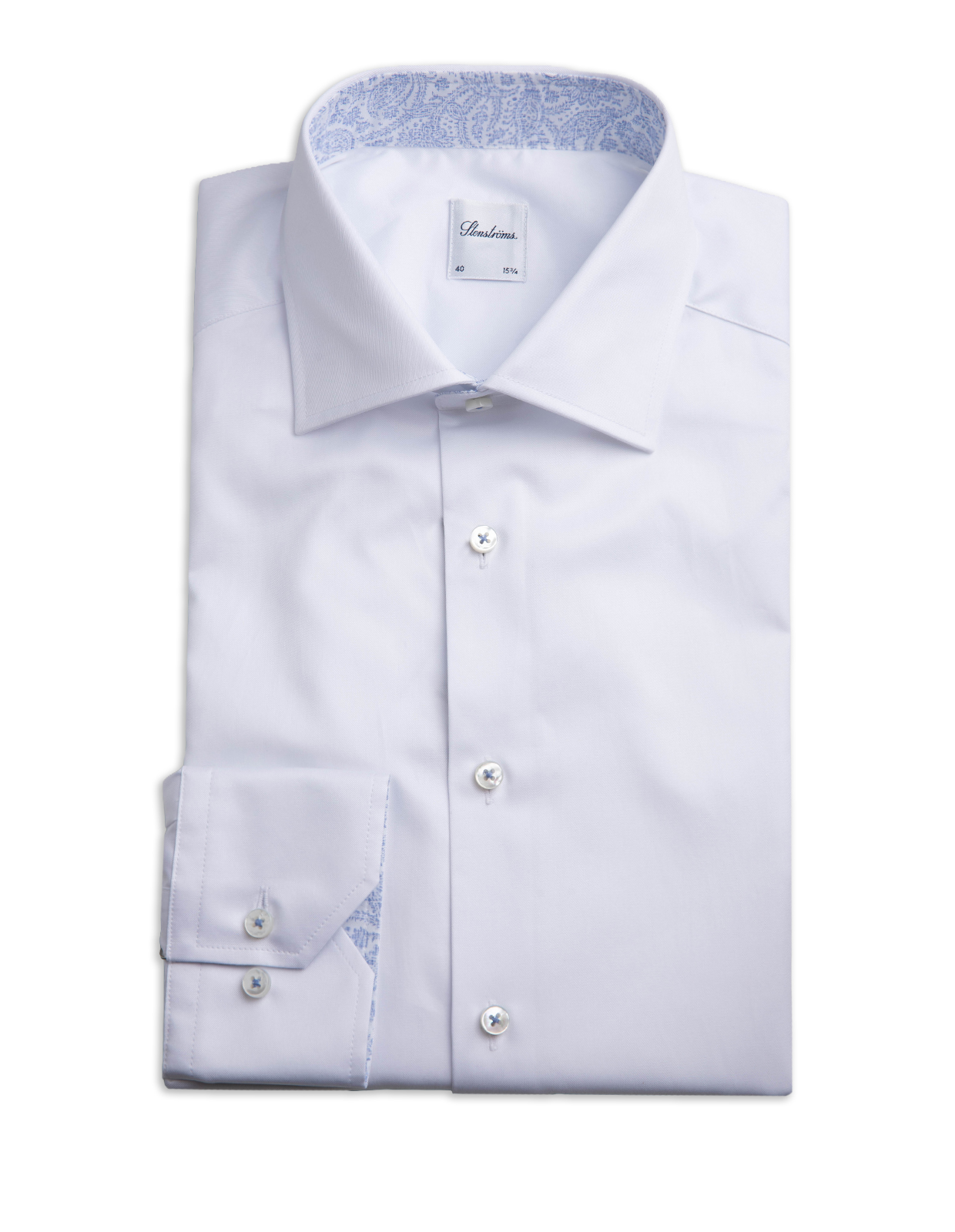 Regular XLÄ Kontrast Skjorta Twofold Bomull Smårutig Vit