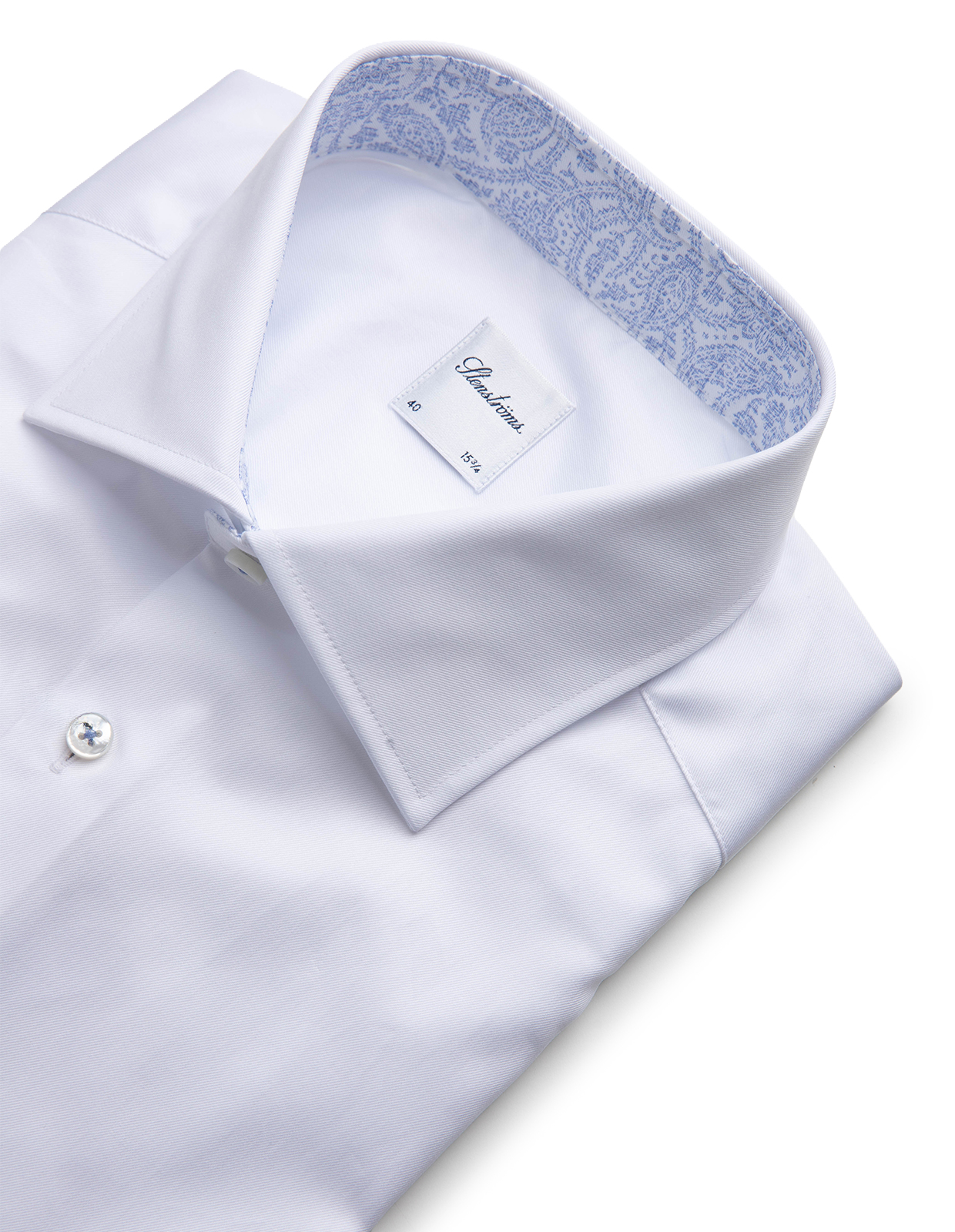 Slimline Kontrast Skjorta Twofold Bomull Vit