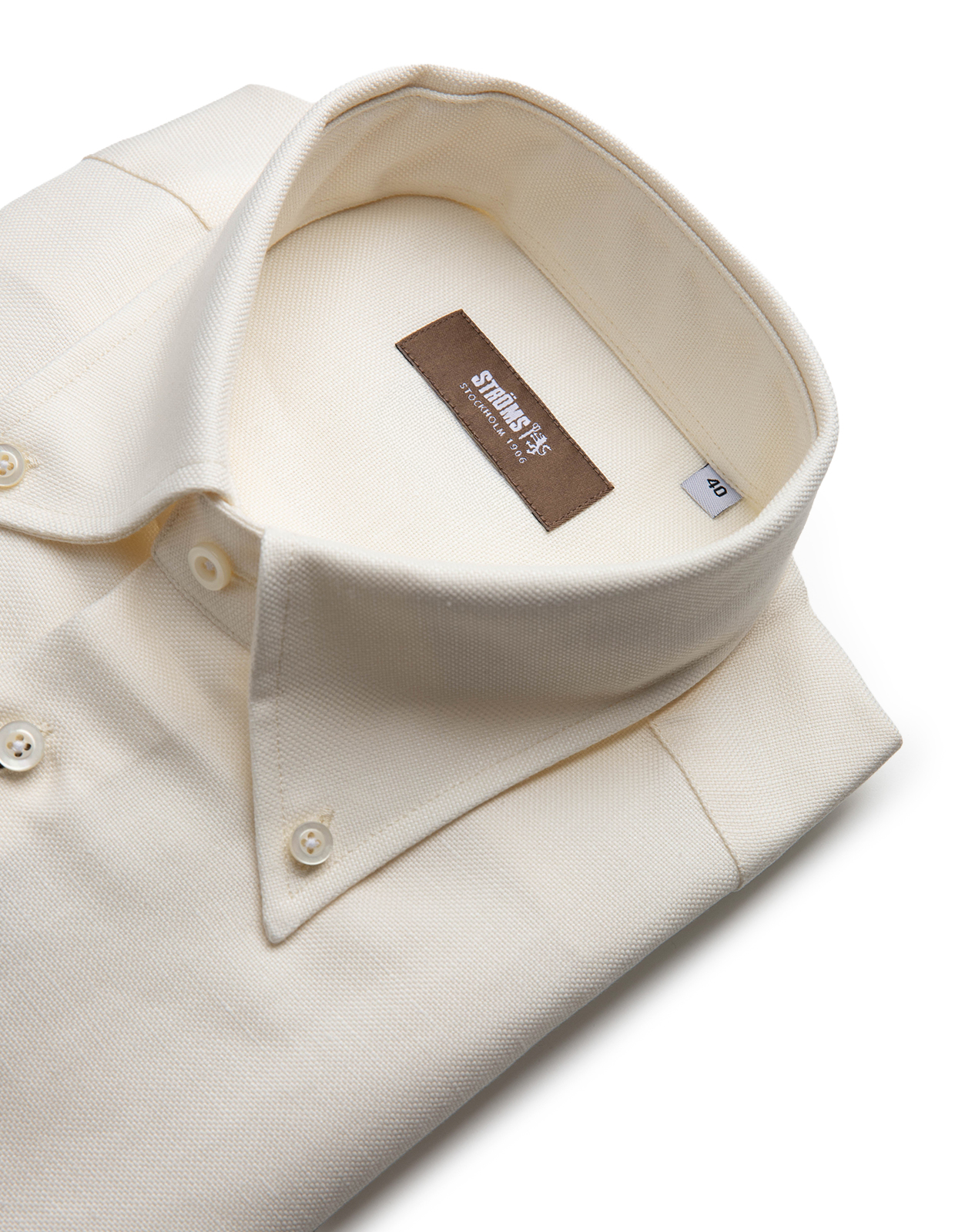 Slim Fit Skjorta Button Down Bomull Hampa Benvit