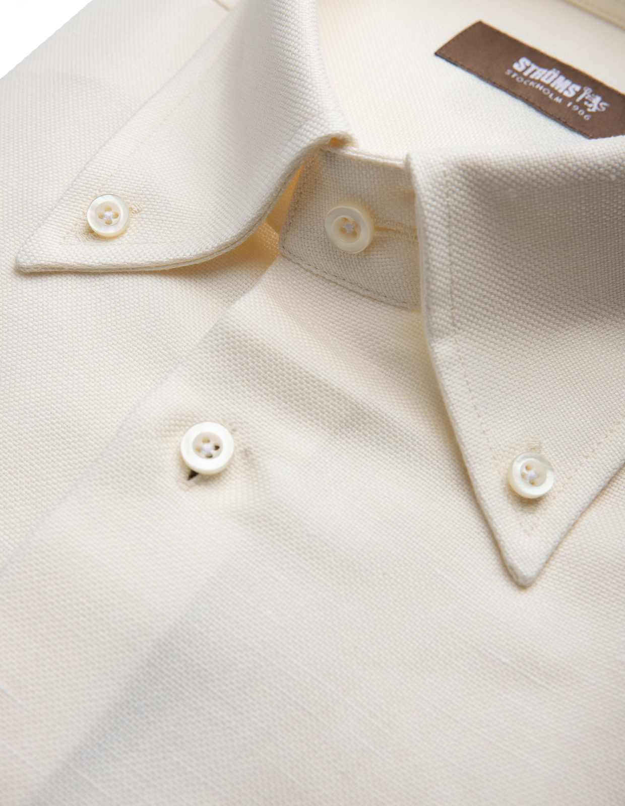 Slim Fit Skjorta Button Down Bomull Hampa Benvit