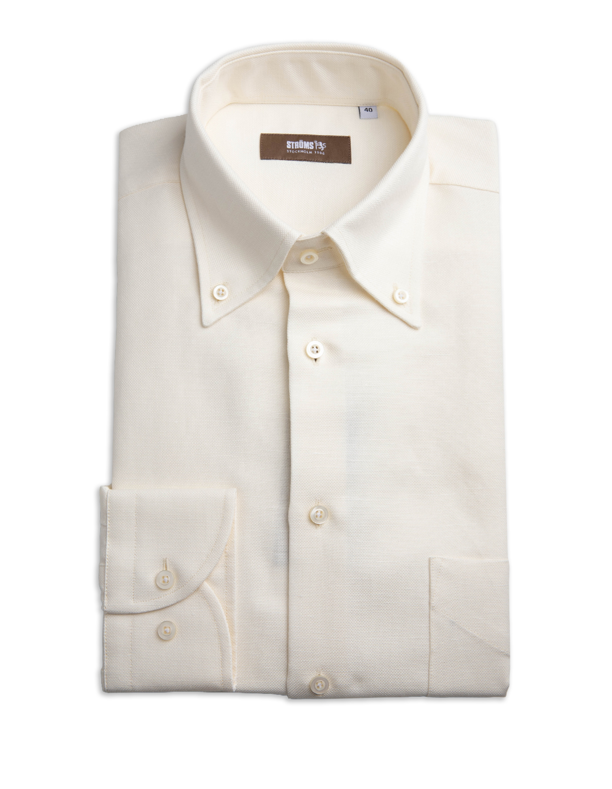 Regular Fit Skjorta Button Down Bomull Hampa Benvit