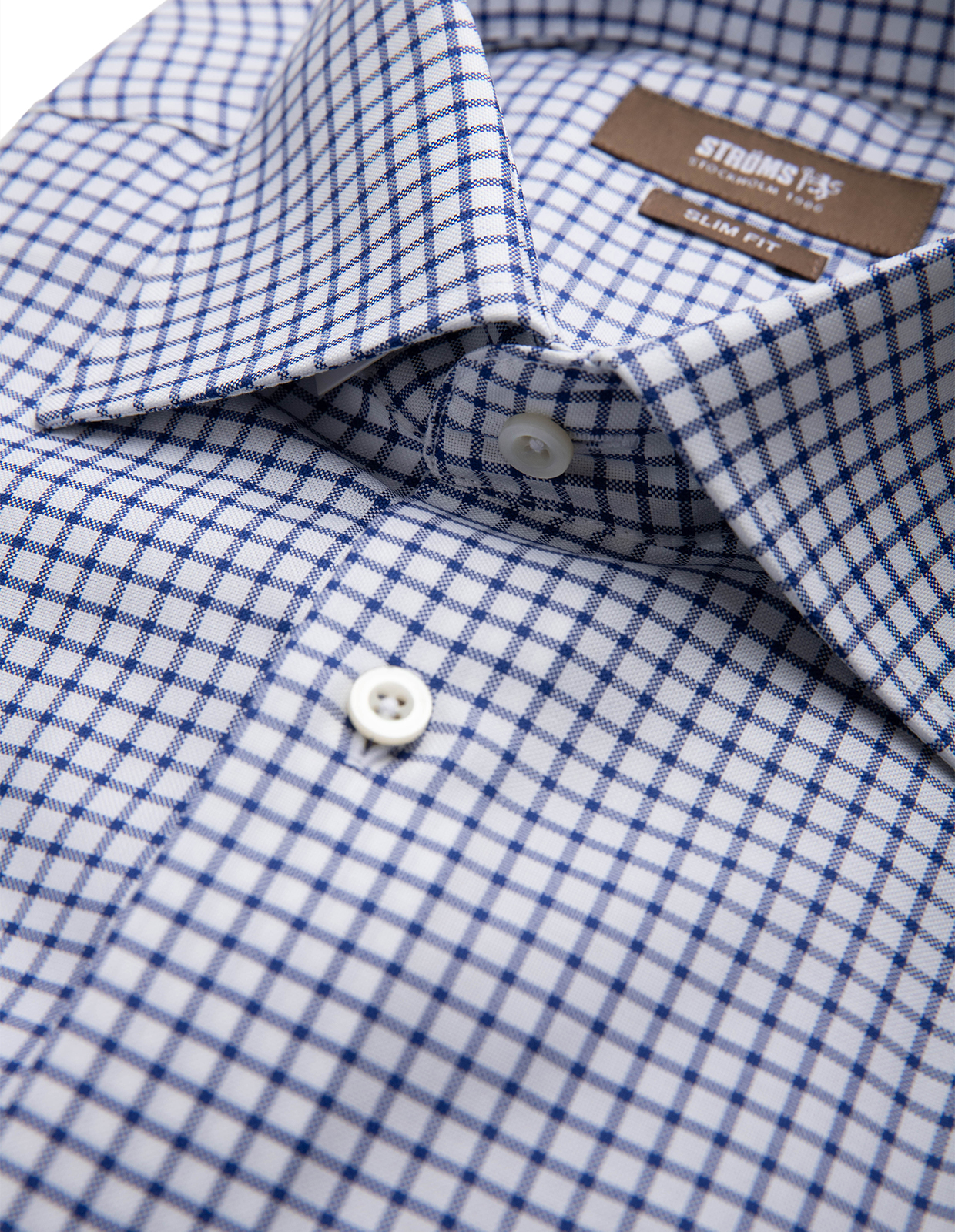 Slim Fit Skjorta Oxford Gingham Blå/Vit