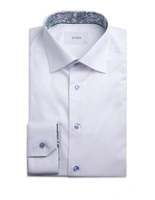 Slim Fit Kontrast Skjorta Signature Twill Vit