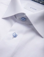 Slim Fit Kontrast Skjorta Signature Twill Vit