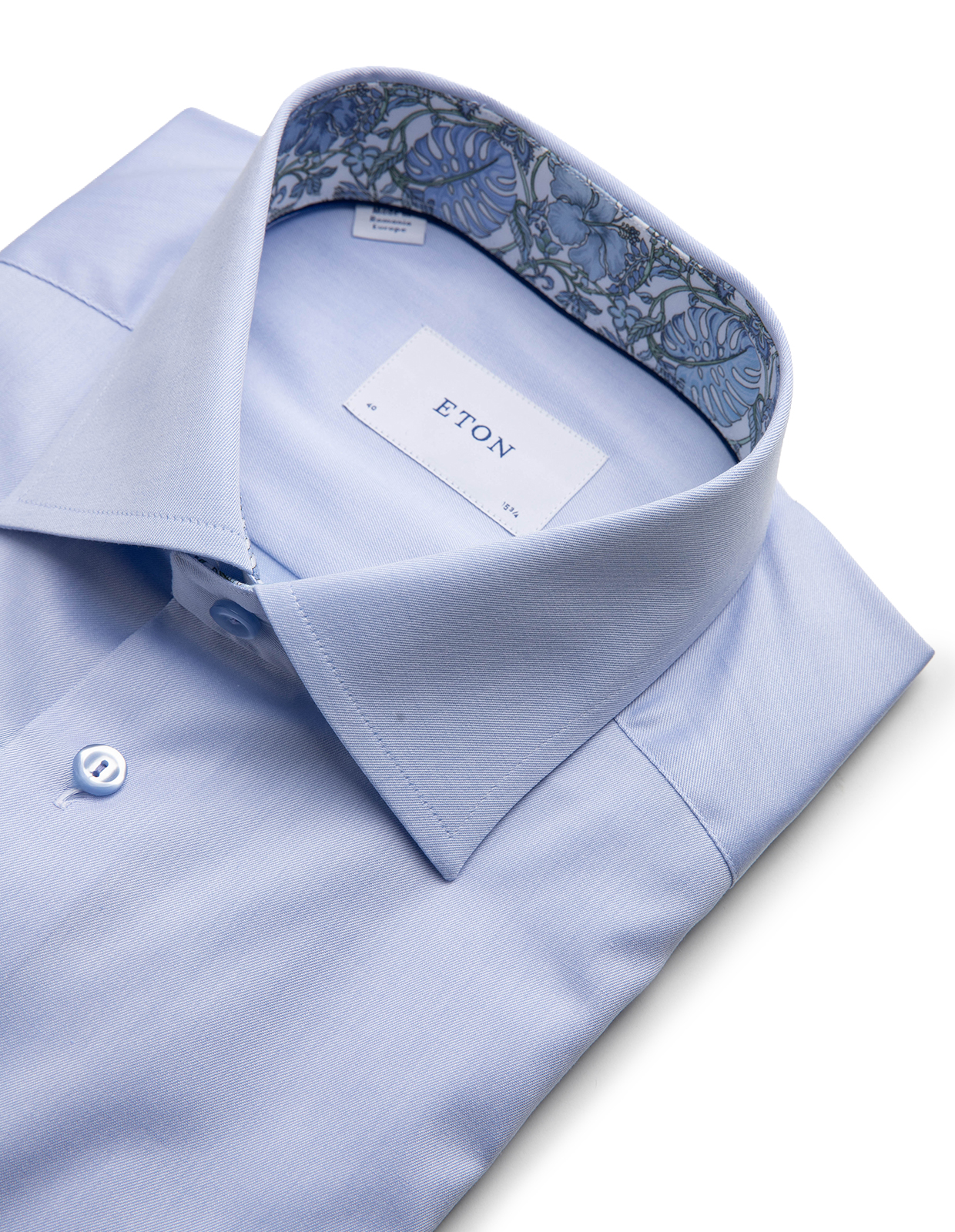 Slim Fit Kontrast Skjorta Signature Twill Ljusblå