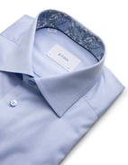 Slim Fit Kontrast Skjorta Signature Twill Ljusblå