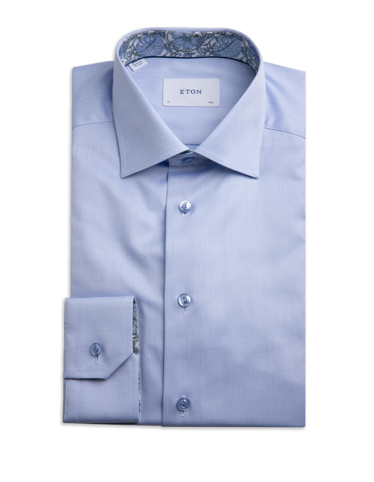 Contemporary Fit Kontrast Skjorta Signature Twill Ljusblå