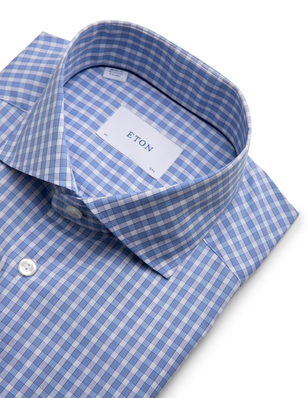 Slim Fit Skjorta Breeze Poplin Rutig Blå