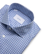 Slim Fit Skjorta Breeze Poplin Rutig Blå