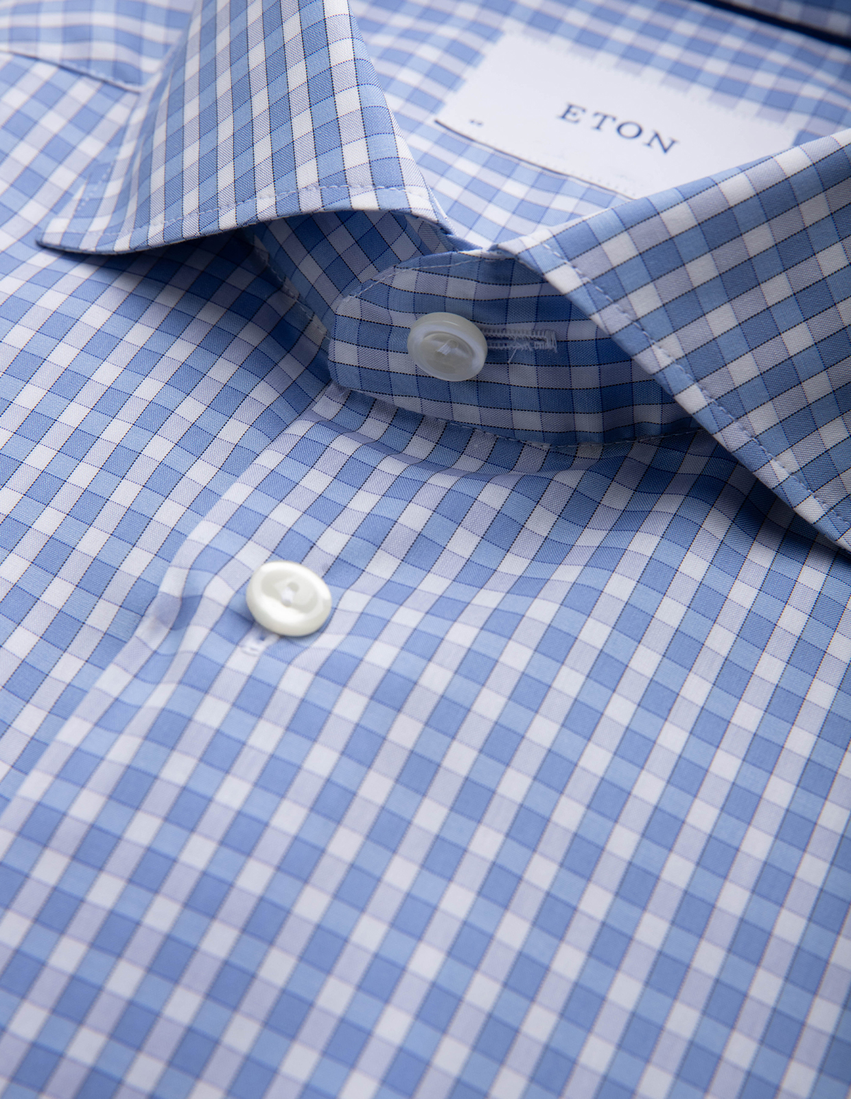 Slim Fit Skjorta Breeze Poplin Rutig Blå