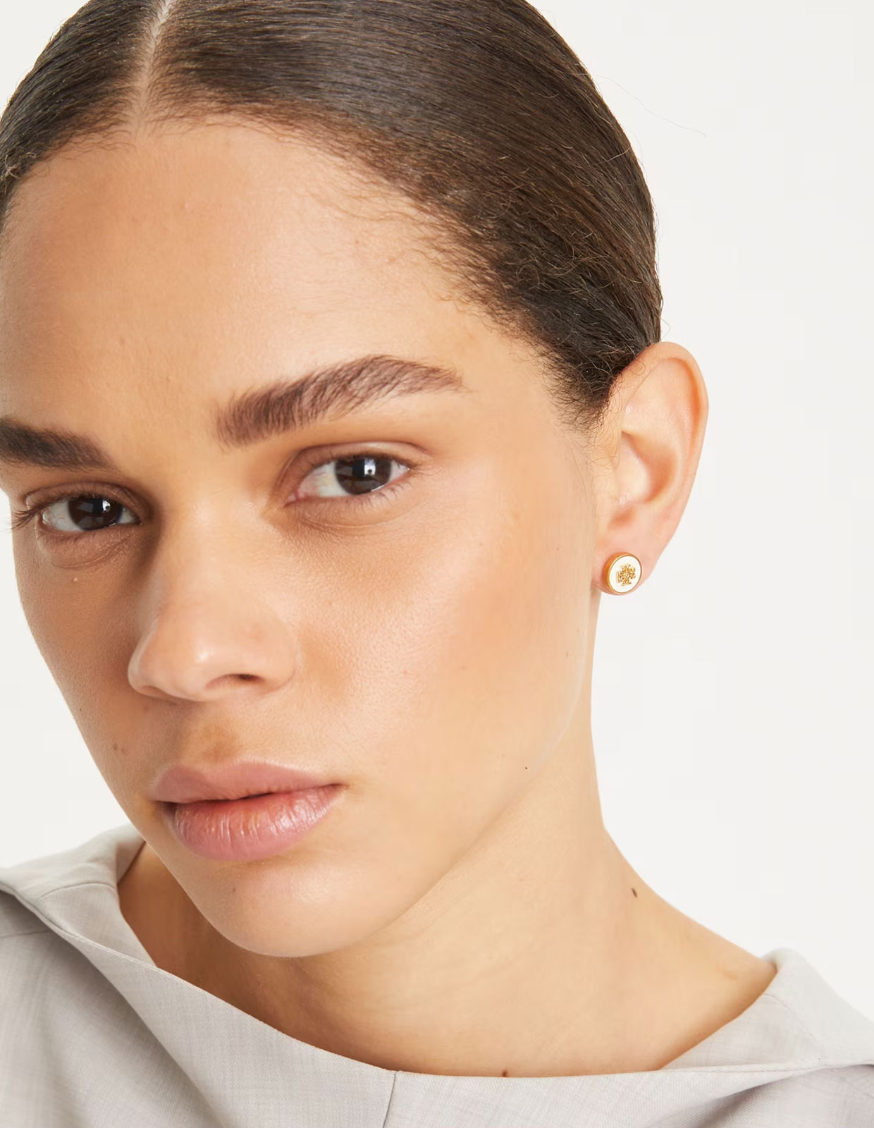 Kira Enamel Örhängen Guld/Benvit One Size