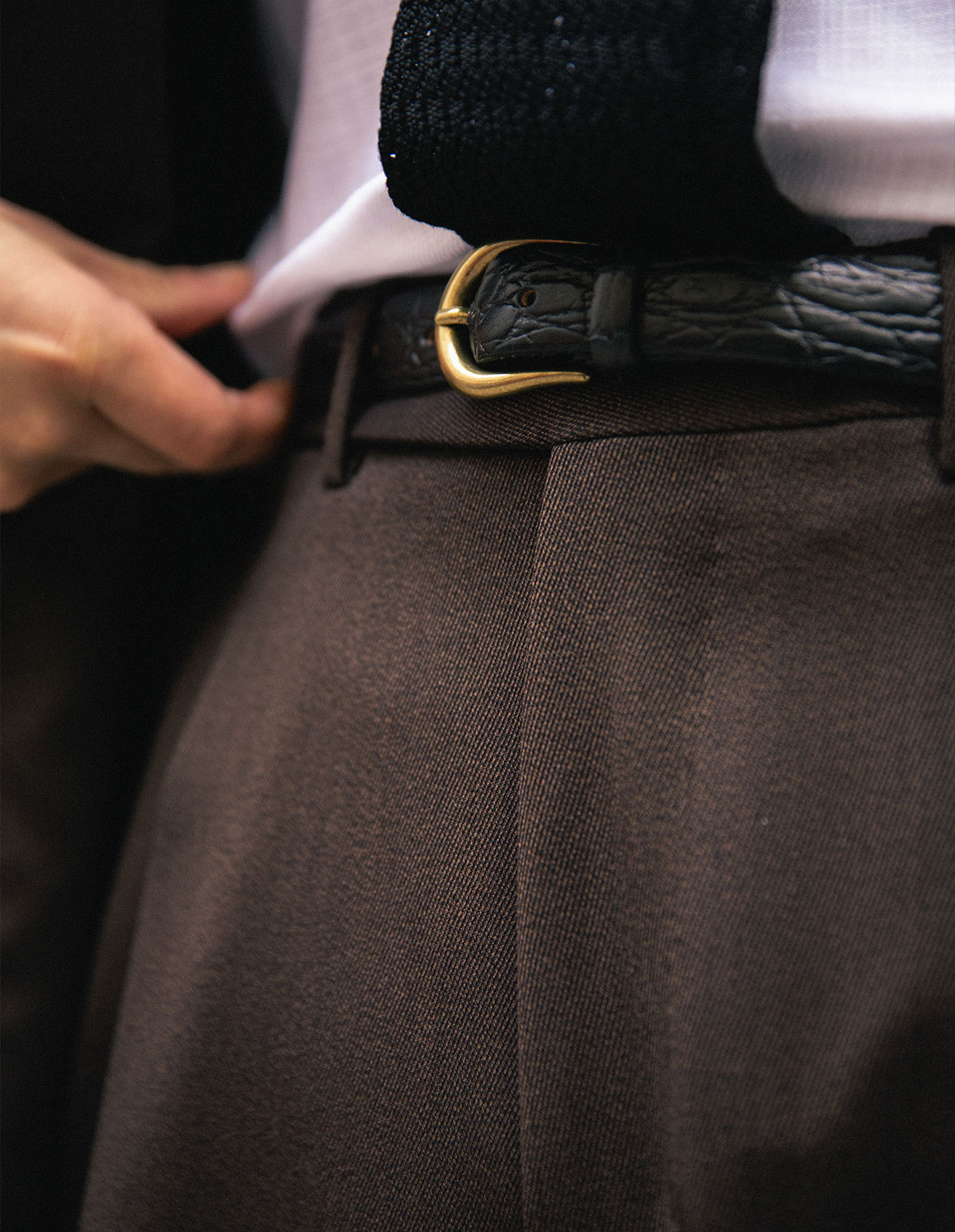 Sartorial Trouser II Dubbelplissering Covert Ull Mörkbrun