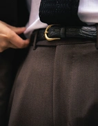 Sartorial Trouser II Dubbelplissering Covert Ull Mörkbrun