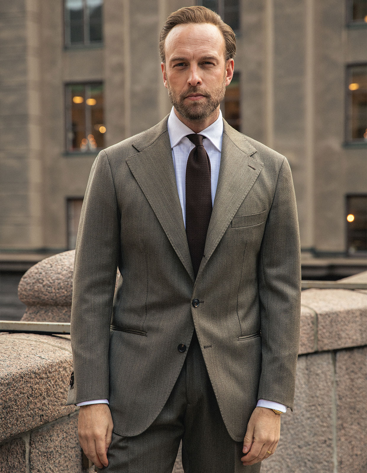 Sartorial Jacket Covert Ull Mörkbeige 48