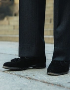 Sartorial Trouser II Dubbelplissering Covert Ull Mörkgrå