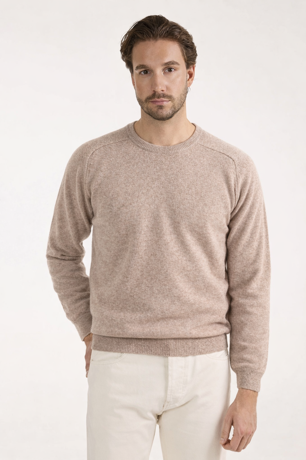 Lenzie Tröja Lammull Ljusbeige