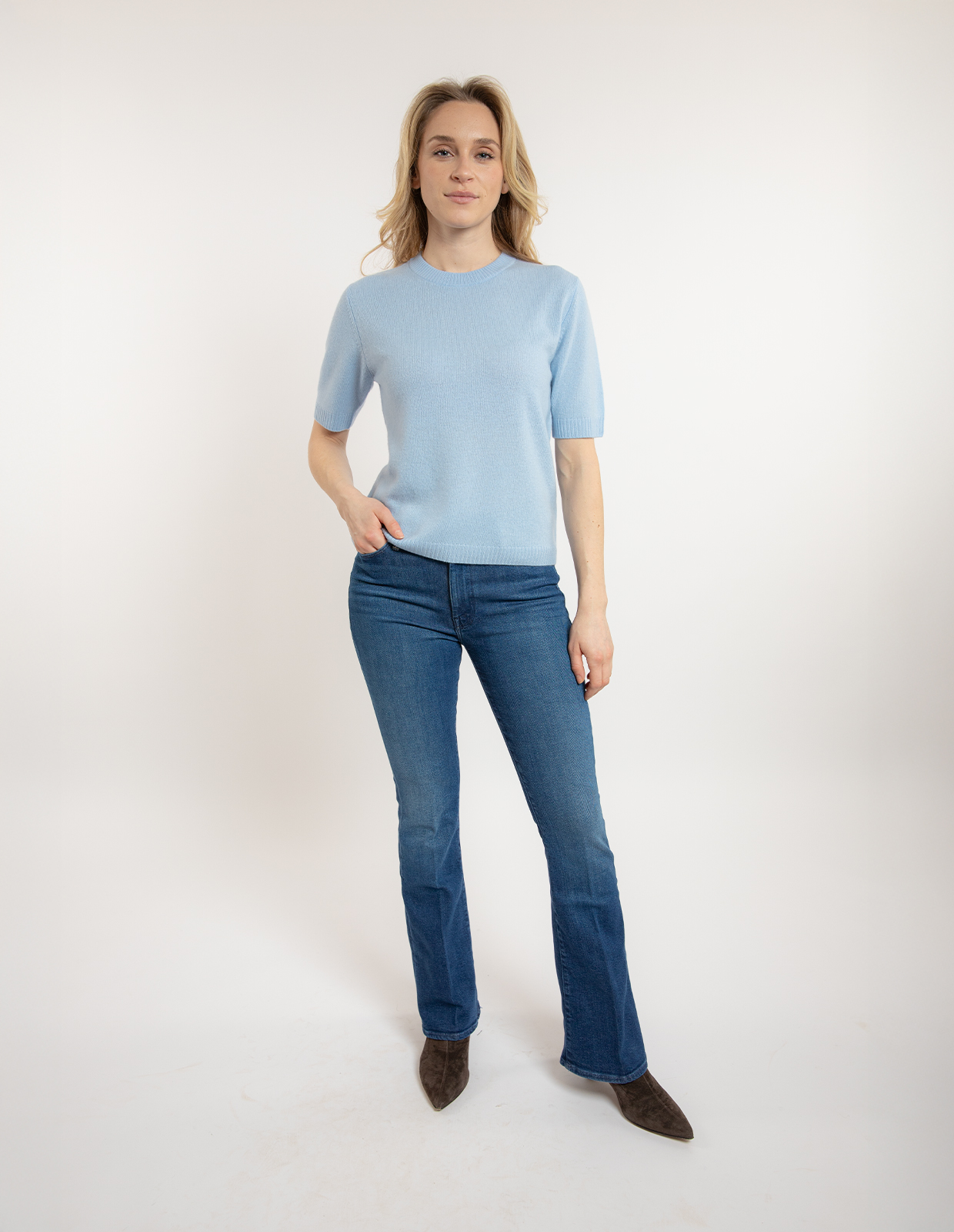 Signe T-shirt Ull/Cashmere Ljusblå