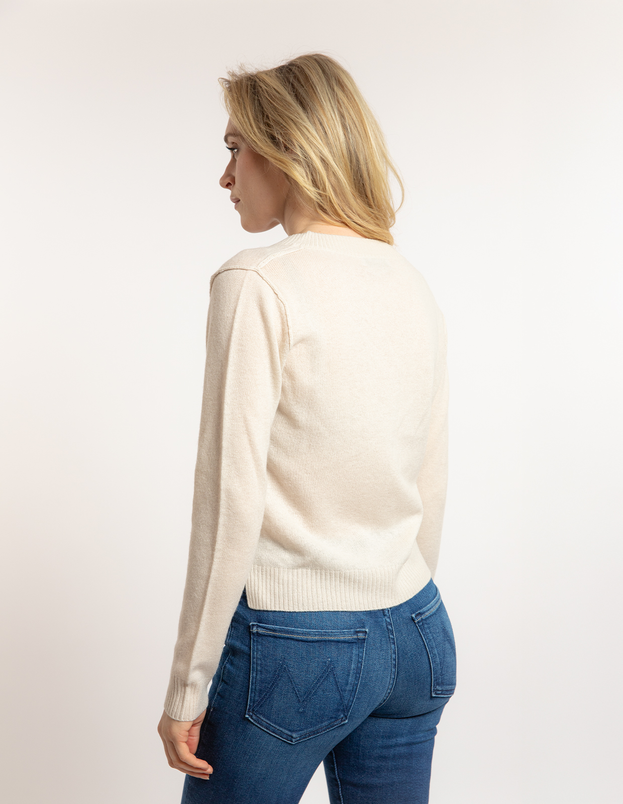 Sol V-Neck Ull/Cashmere Ljusbeige