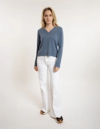 Sol V-Neck Ull/Cashmere Blå