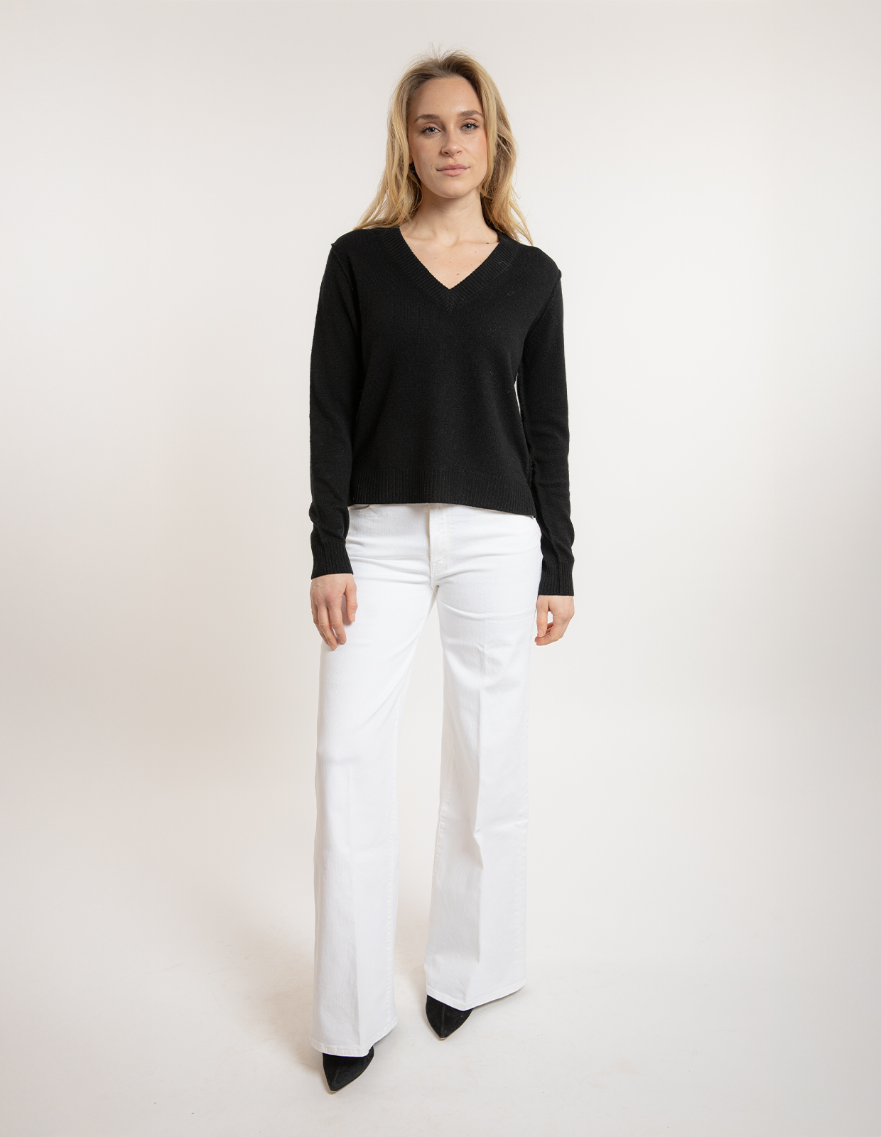 Sol V-Neck Ull/Cashmere Svart