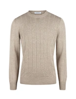 Tröja Rundhals Retroribb Linne Bomull Beige