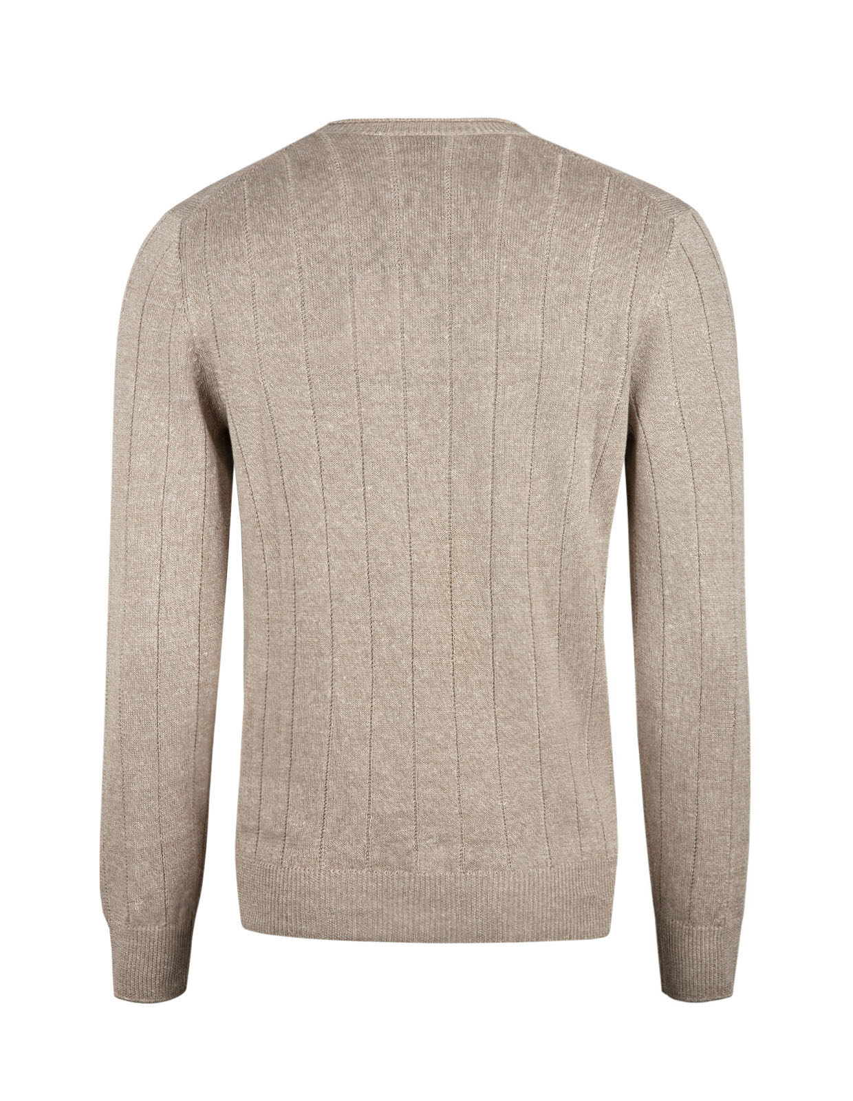 Tröja Rundhals Retroribb Linne Bomull Beige