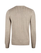 Tröja Rundhals Retroribb Linne Bomull Beige