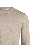 Tröja Rundhals Retroribb Linne Bomull Beige