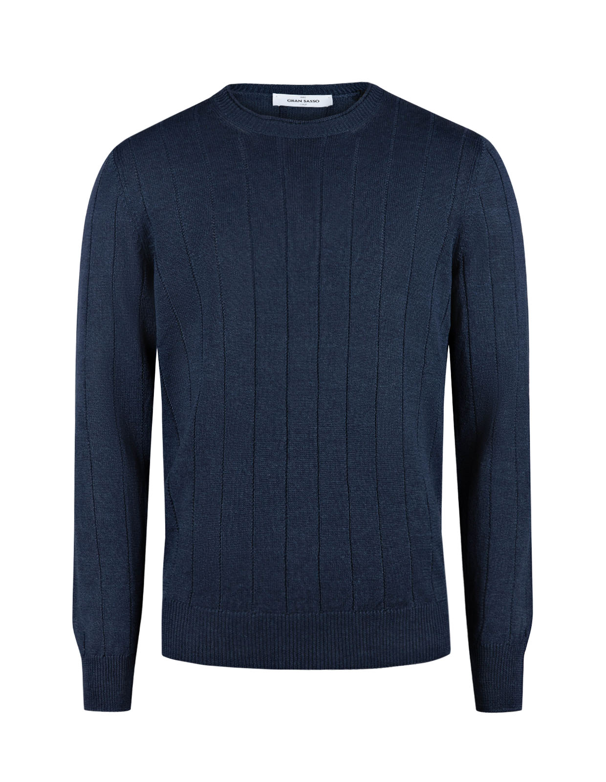 Tröja Rundhals Retroribb Linne Bomull Navy