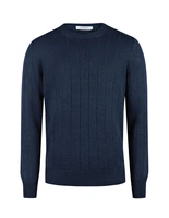 Tröja Rundhals Retroribb Linne Bomull Navy